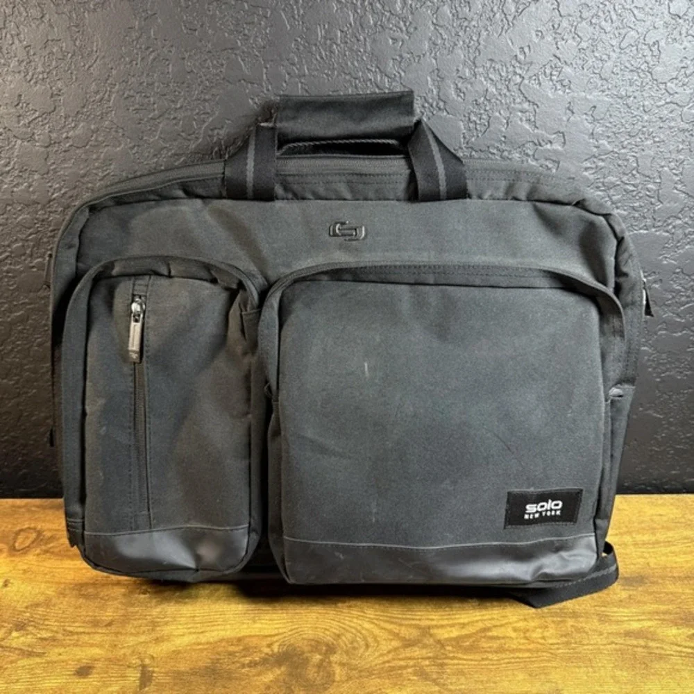 Solo New York Duane Hybrid UBN310 Black Polyester‎ Briefcase Backpack Mens OS